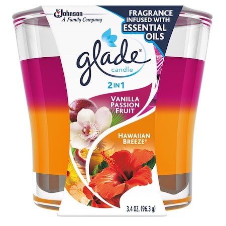 Glade Glade Pink/Orange Vanilla Passion Fruit & Hawaiian Breeze Scent Air Freshener Candle 76946